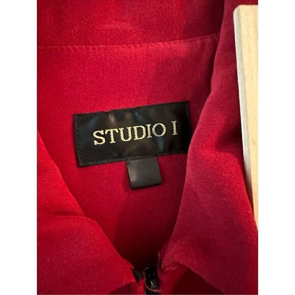 Studio I Women's Burgundy Red Zip-Up Collared Long-Sleeve Jacket Size Large - Picture 6 of 12
